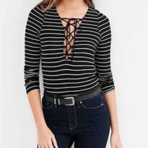 Urban Outfitters Striped Lace Up Top